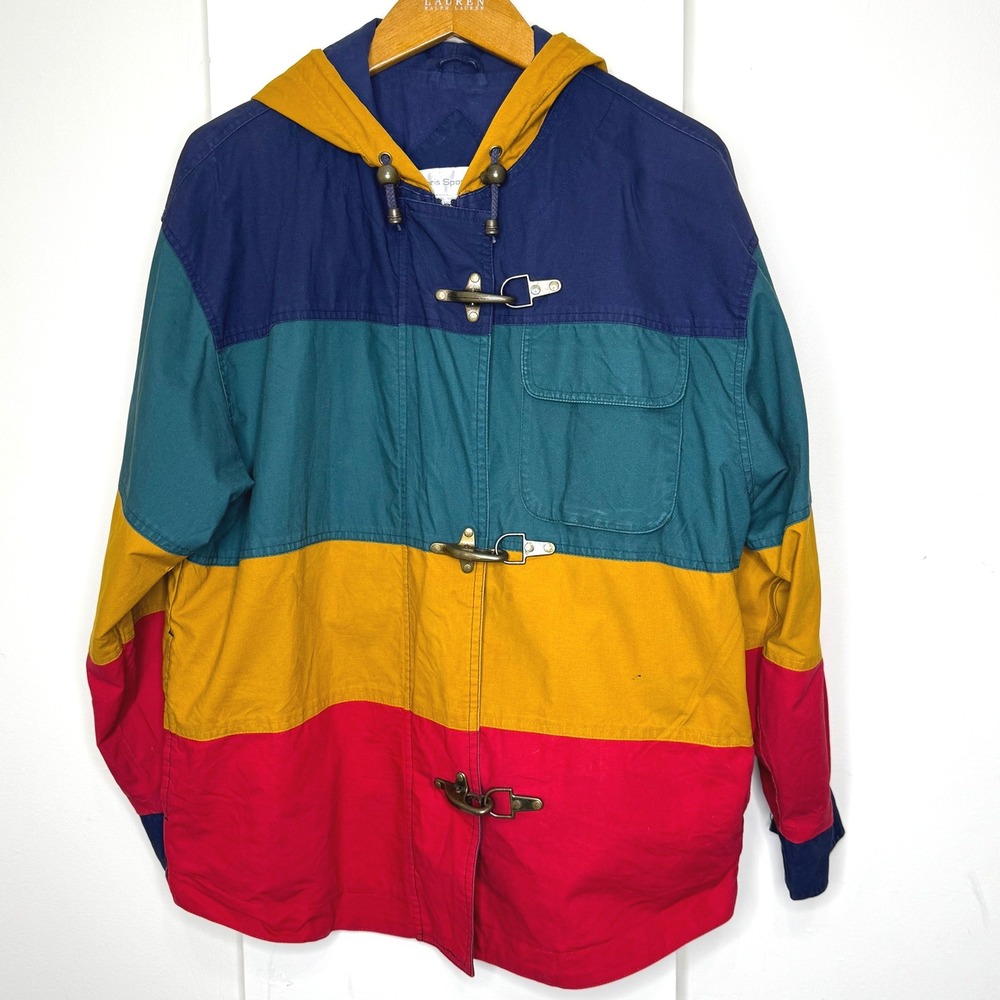 Vintage Paris Sport Club Colorblock Canvas‎ Jacket Mens Small
